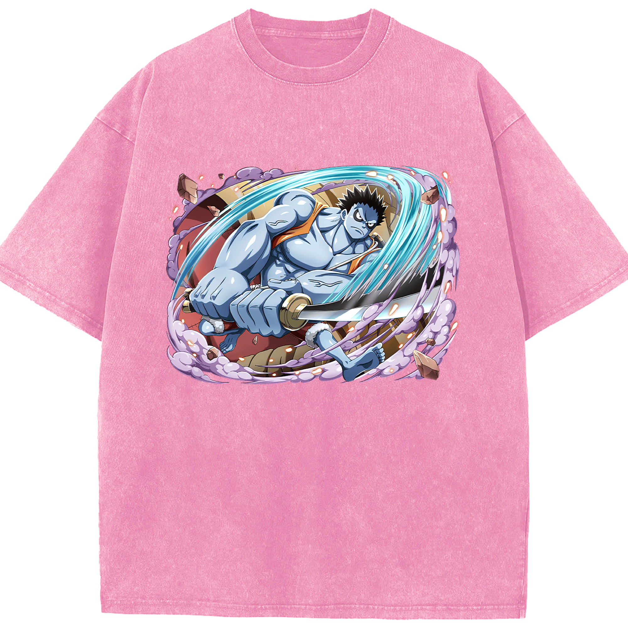 ワンピース モンキー・D・ルフィ ONE PIECE Monkey D. Luffy 綿100% ヴィンテージ風 半袖Tシャツ（フロントプリント）